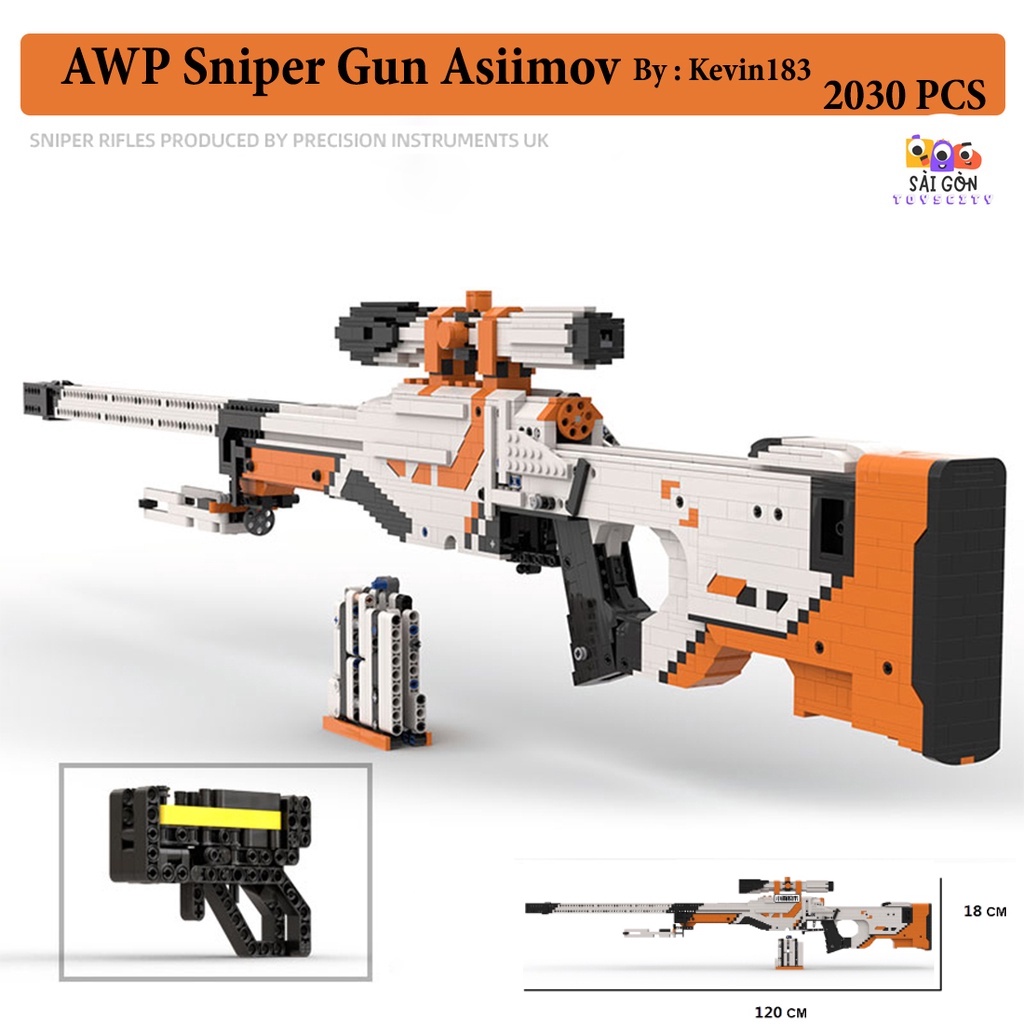 Đồ Chơi Lắp Ráp Phát Triển Trí Tuệ Mô Hình Sniper AWP Asiimov CSGO, PUBG Với 2030 PCS Thiết Kế Tiêu Chuẩn Của Kevin183