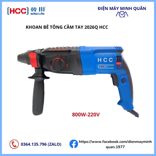 Máy khoan bê tông HCC 2026Q 800W chính hãng | BẢO HÀNH 06 THÁNG | Máy khoan bê tông HCC 2026Q kèm 2 mũi chất lượng