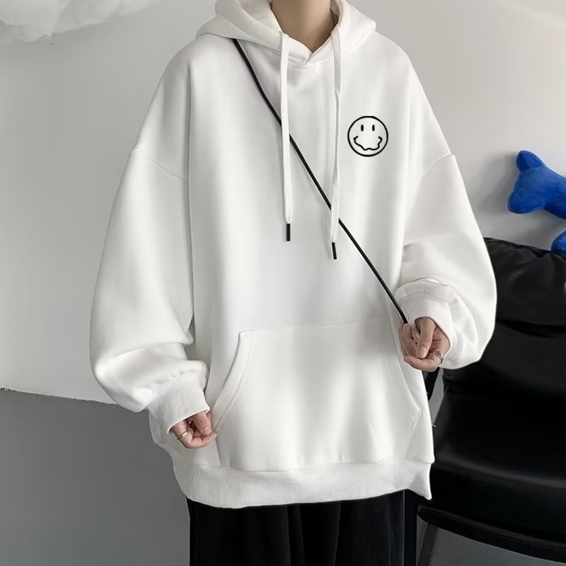 Kích Thước M-8XL. Áo hoodie Tay Dài In Hình Mặt Cười Dễ Thương Phong Cách hip hop Đường Phố Mỹ Thời Trang Thu Đông Cho Nam