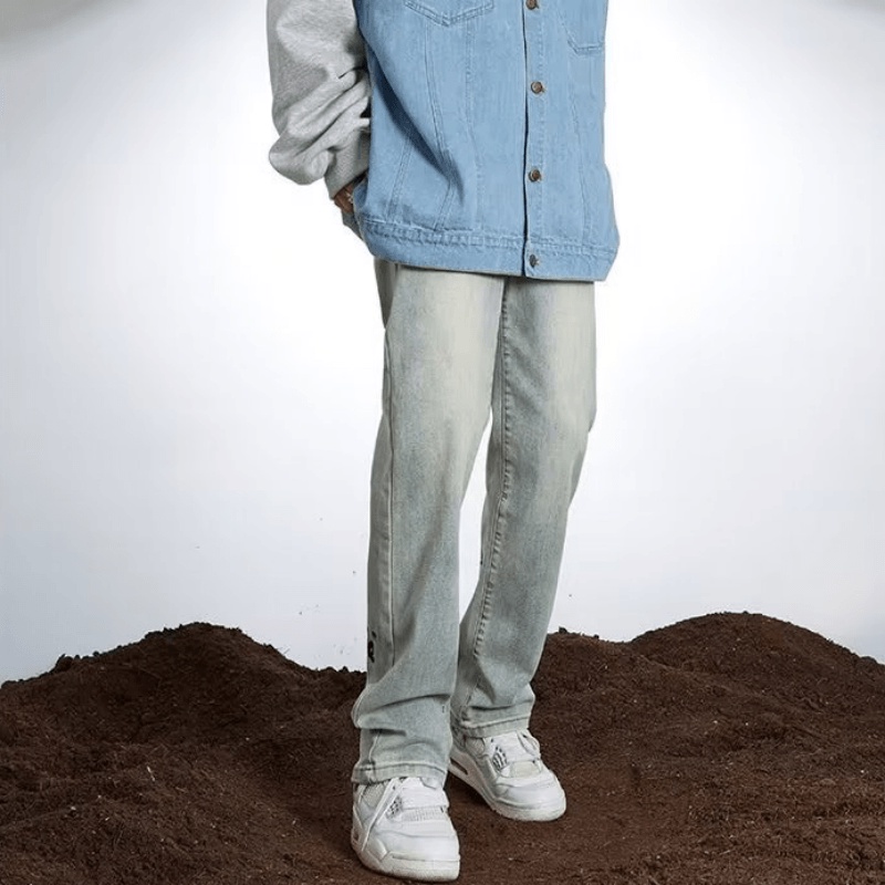 Quần jeans Dài In Chữ Phong Cách Hip Hop Hàn Quốc Cho Nam Giới Size S-3XL