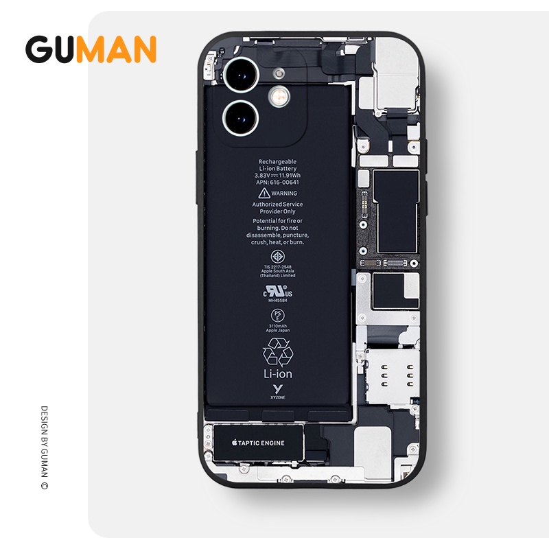 Ốp lưng GUMAN mềm màu đen ngầu dễ thương đẹp cho iPhone 14 13 12 11 Pro Max SE 2020 X XR XS 8 7 6S 6 Plus kute XYB889