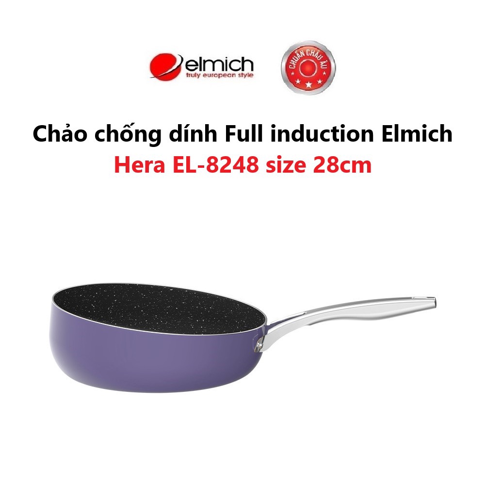 [LIFEMCMBP4 -12% đơn 250K] Chảo chống dính Full induction Elmich Hera size 28cm( Màu: Xanh/ Tím/ Vàng)