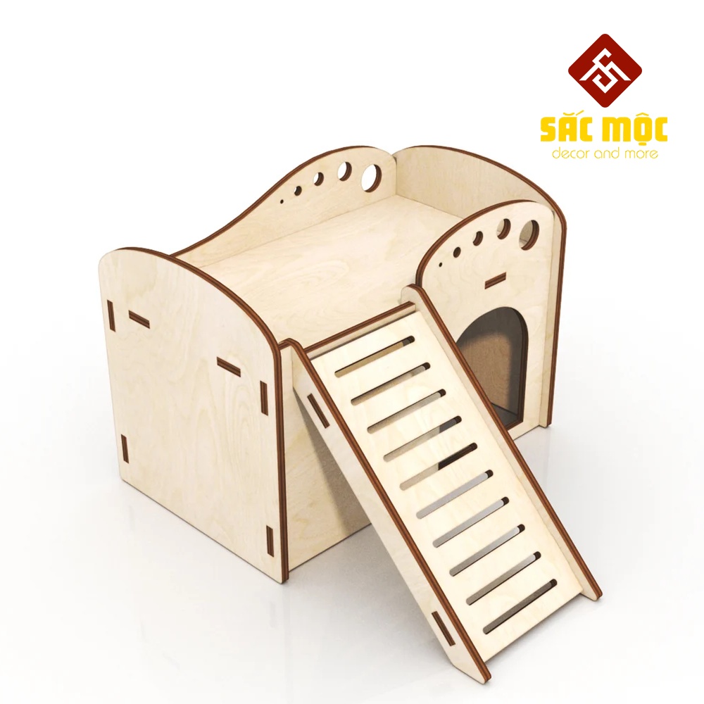 Mô Hình Nhà Cầu Thang #1 Gỗ Lắp Ráp Cho Chuột Hamster Size 19*12*13.5 cm