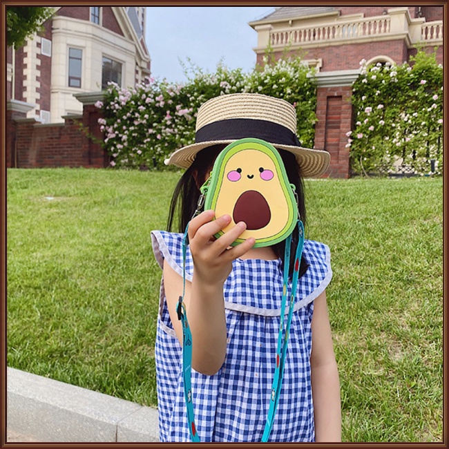 Túi Đeo Chéo Bằng Silicon Họa Tiết Trái Cây Hoạt Hình Dễ Thương Cho Bé