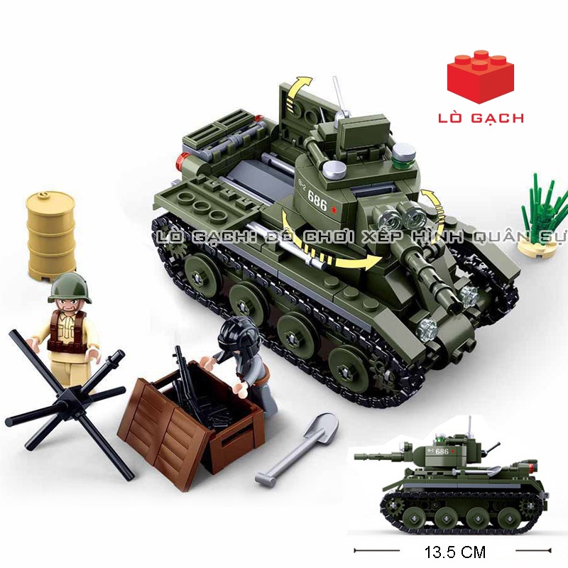 Bộ xếp hình Xe tăng BT7 Liên Xô Chiến tranh thế giới 2 WW2 347 chi tiết