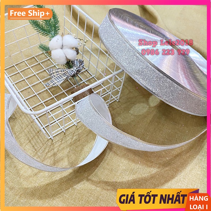 Ruy băng kim tuyến nhũ bản 4cm trang trí Noel, cây thông Noel