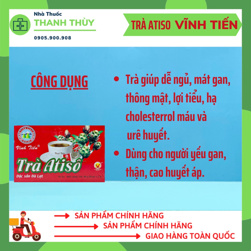 Trà Atiso Vĩnh Tiến  Trà Giúp Dễ Ngủ, Mát Gan, Thông Mật, Lợi Tiểu, Hạ Cholesterrol Máu Và Urê Huyết.