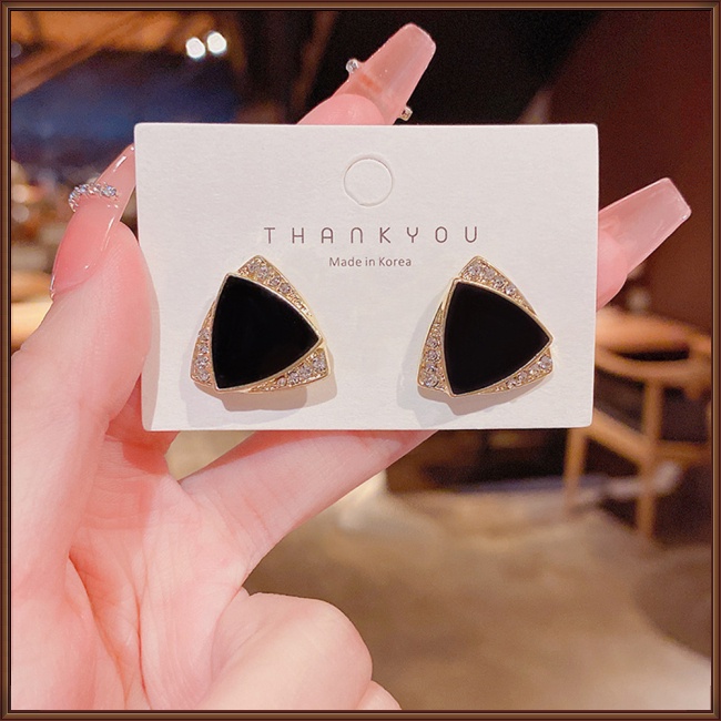 Khuyên Tai Đính Đá Hình Tam Giác Phong Cách Retro Sang Trọng Dành Cho Nữ