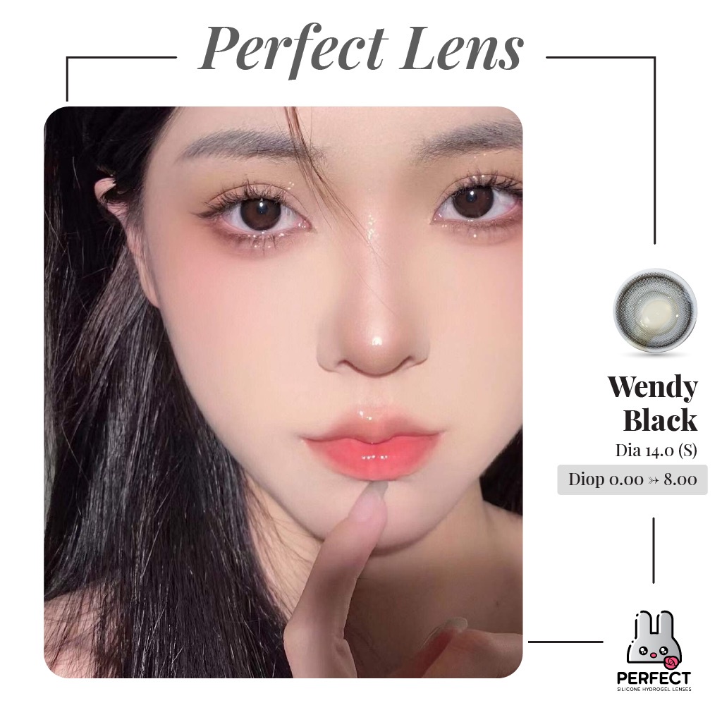 Lens Ảnh Mắt Thật, Wendy Black Perfect Lens, dia 14.2