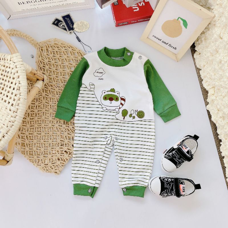 Body Dài Tay Thu Đông Vải Cotton Nỉ Cho Bé 3-9kg