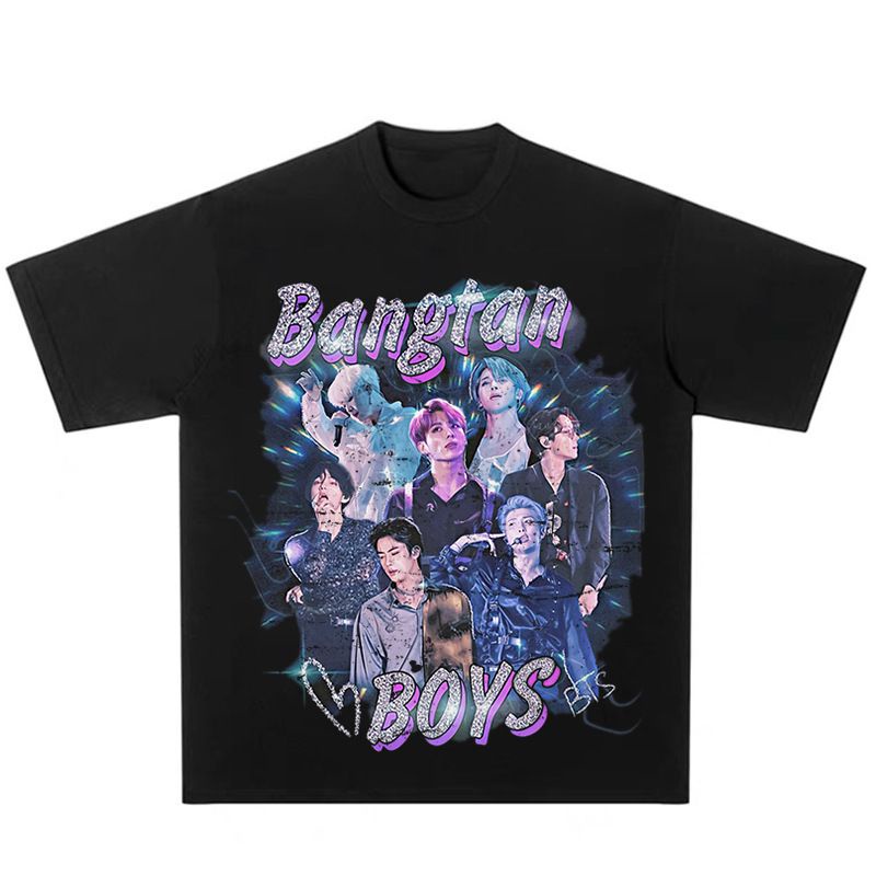 BTS Áo Thun Cotton Dáng Rộng In Hình Nhóm Nhạc BTS KPOP Thời Trang Phong Cách Hàn Quốc Cho Nam Và Nữ