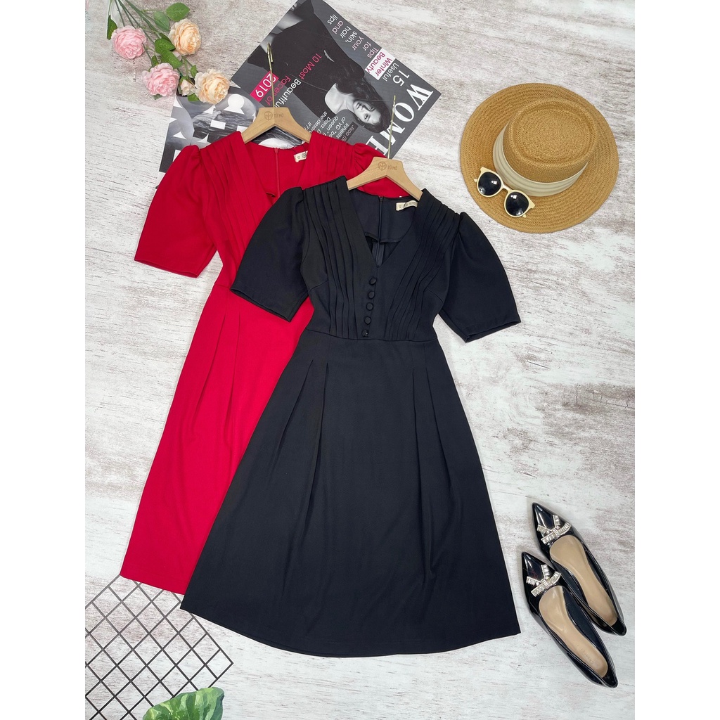 Đầm bigsize Nữ Tú Mỡ Đầm Bigsize Thiết Kế Tôn Dáng Đầm Ngực xếp ly Đi làm dạo phố Đủ size 45-85kg DA0115