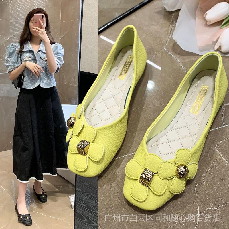 Giày Búp Bê Đế Mềm Mũi Vuông Thời Trang Xuân Thu 2022 Phong Cách Hàn Quốc Cho Nữ