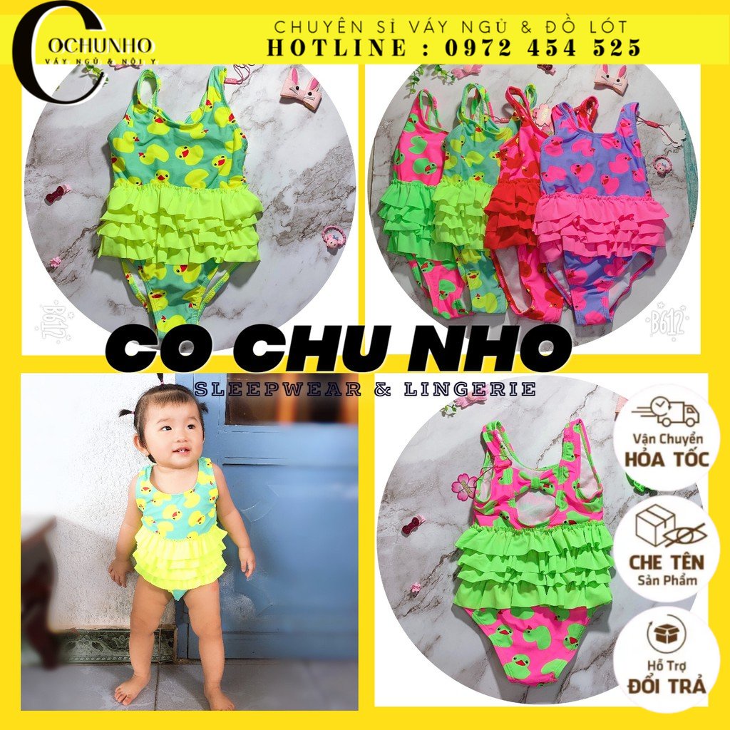 Đồ Bơi Bé Gái ( Có Cột Tóc) - Đồ bơi bé gái dễ thương hình con vịt - Hàng Xuất xịn