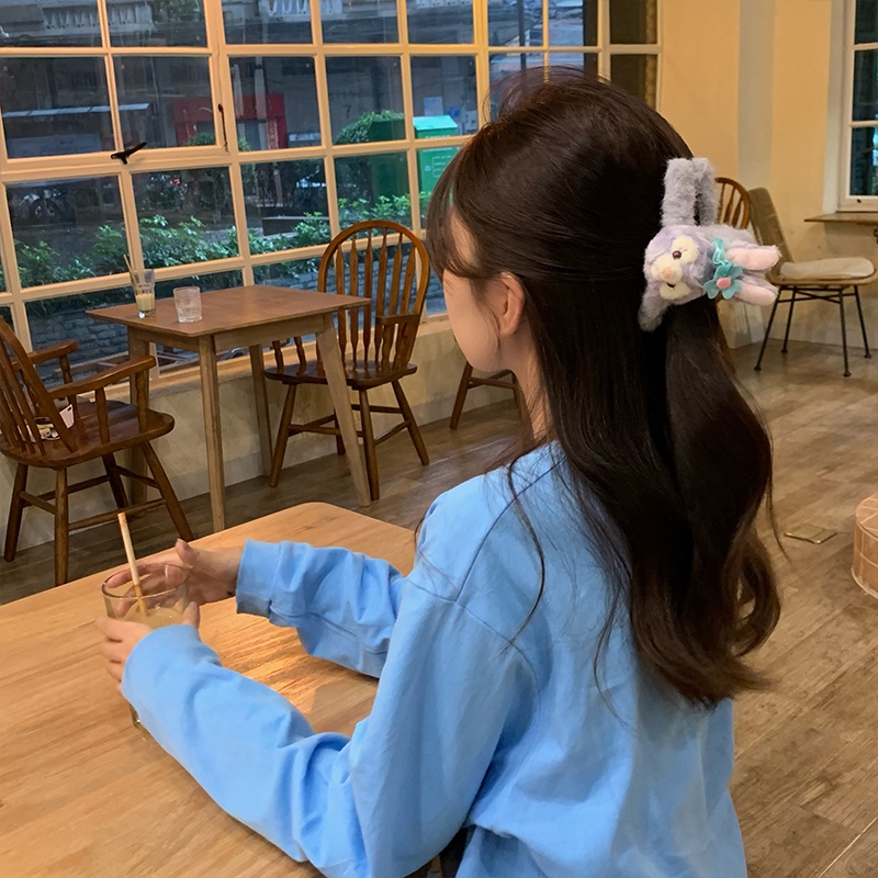 Kẹp Tóc Hình Ngôi Sao / Thỏ Phủ Lông Dễ Thương Thời Trang Thu Đông Hàn Quốc Cho Nữ