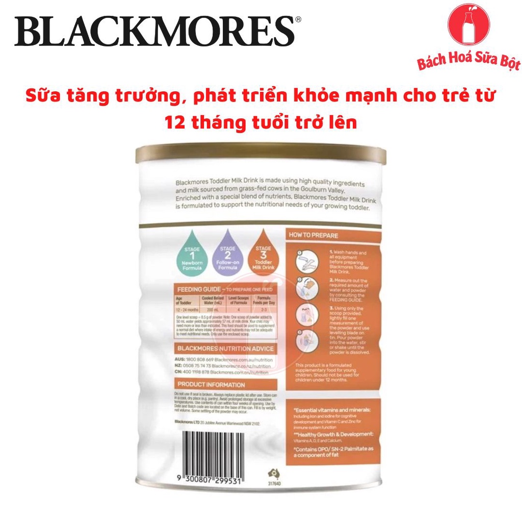 [Tem Liên Phong] Sữa Bột BlackMores số 1/ số 2/ số 3 của Úc - Lon 900g