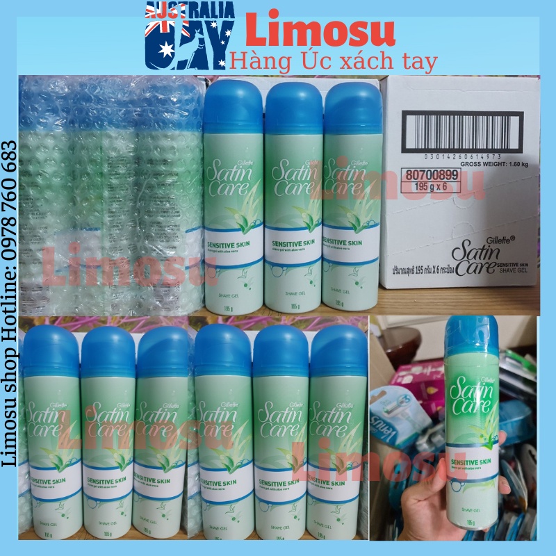 Bọt cạo lông GILLETTE satin care cho da nhạy cảm Gel cạo lông toàn thân và bikini dành cho nam nữ 195g
