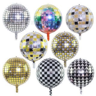 Bóng bong tròn 4D size 55cm nylon nhôm kiếng bạc