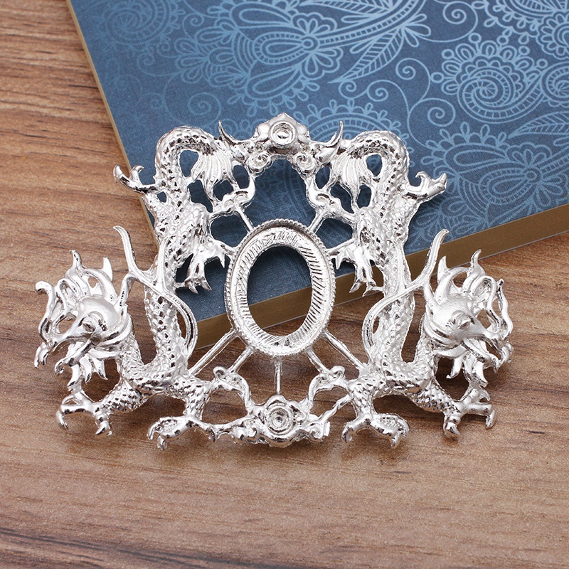 1 phiến làm kim quan đúc hình rồng đối xứng 53*73mm nguyên liệu làm trâm làm trang sức cổ trang cổ phục có màu KC