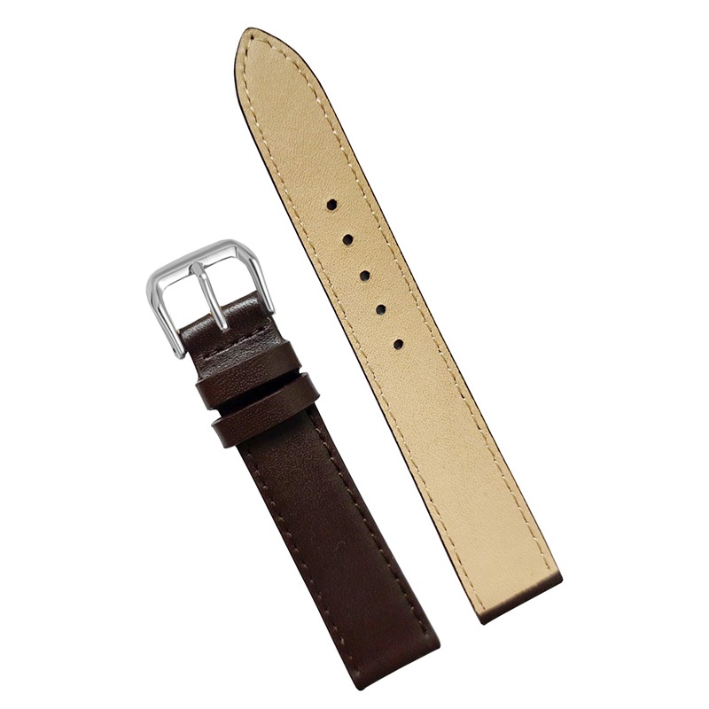 {Đen/Nâu} Dây da đồng hồ nam nữ DA BÒ THẬT 2 LỚP MỎNG, SIÊU DẺO BO-03 KHÓA CÀI size 12 - 14-16-18 - 20mm