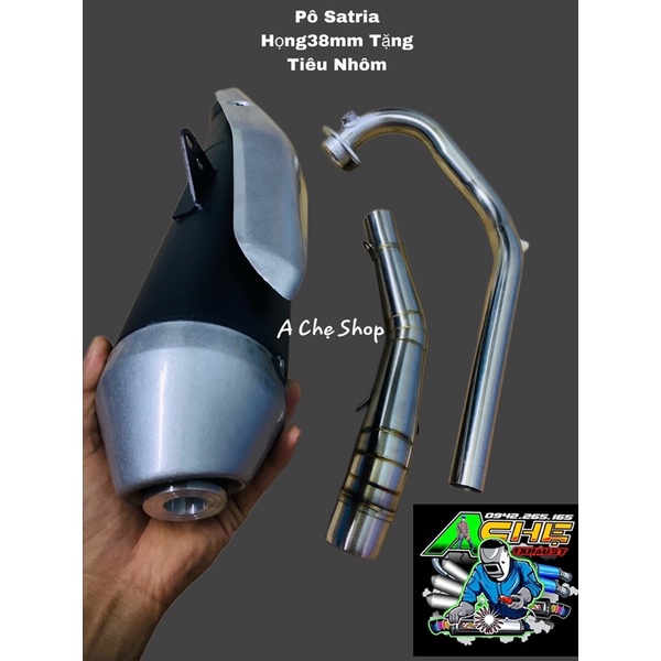 Pô Satria Móc Đít 38 TIÊU Nhôm + Cổ 2 Khúc Satria Ex150 Winner Sonic Sirus Dream Wave Blade RSX