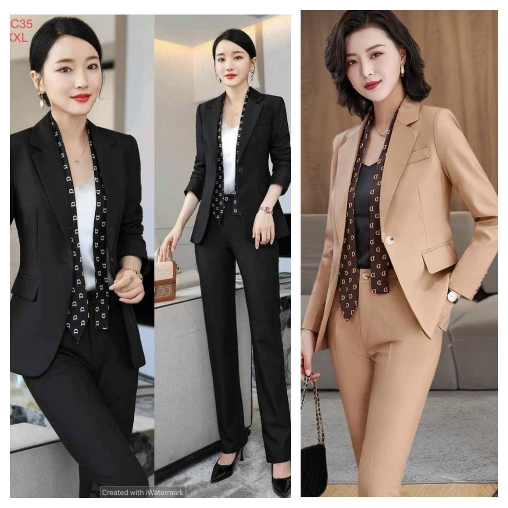 Set Bộ Vest Thời Trang Nữ Áo & Quần Dài Sang Trọng Cá Tính BY4563