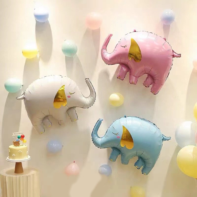Bong Bóng Kiếng Trang Trí Tiệc Tùng Thôi Nôi Sinh Nhật Hình Con Voi Dễ Thương Cute Ngộ Nghĩnh Màu Xanh Hồng Trắng Cho Bé
