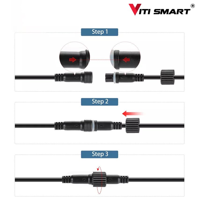 Dây điện nối dài đèn năng lượng mặt trời, dây nối dài 2 chân dài 5m