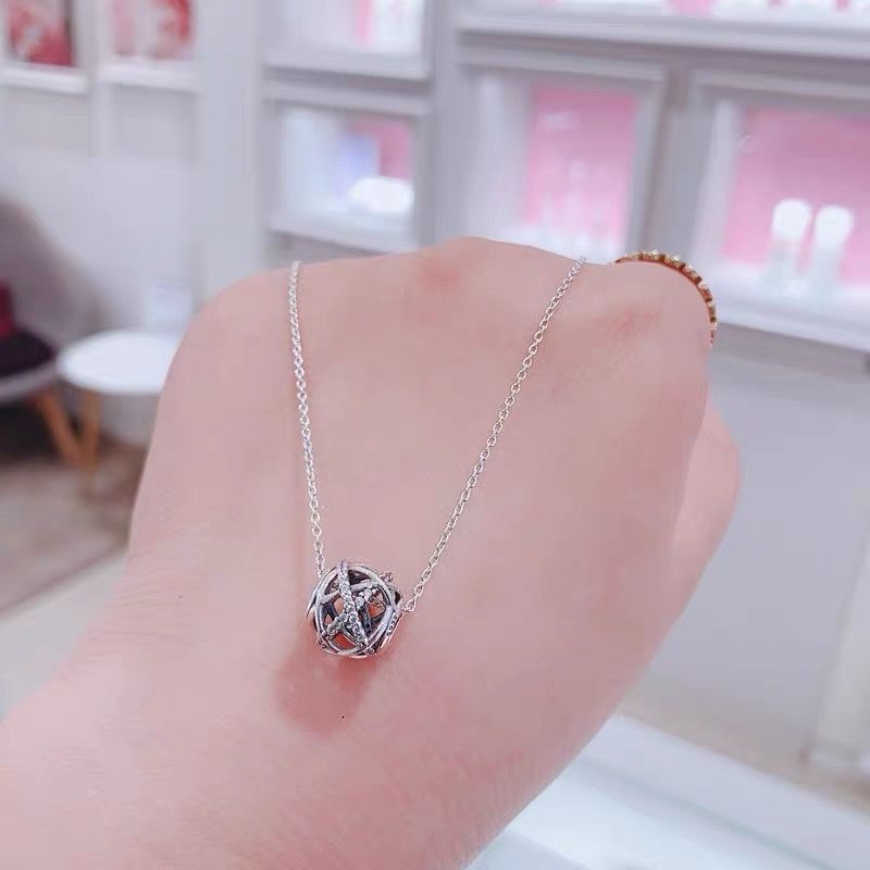 PANDORA Vòng cổ Mạ Bạc 925 Mặt Hình Galaxy Thời Trang Cho Nữ