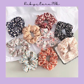 Dây chun cột tóc vải scrunchies họa tiết phối lung linh cho bạn gái