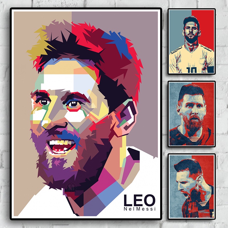 Áp Phích Treo Tường Trang Trí Phòng Ngủ Hình lionel messi Kiểu retro