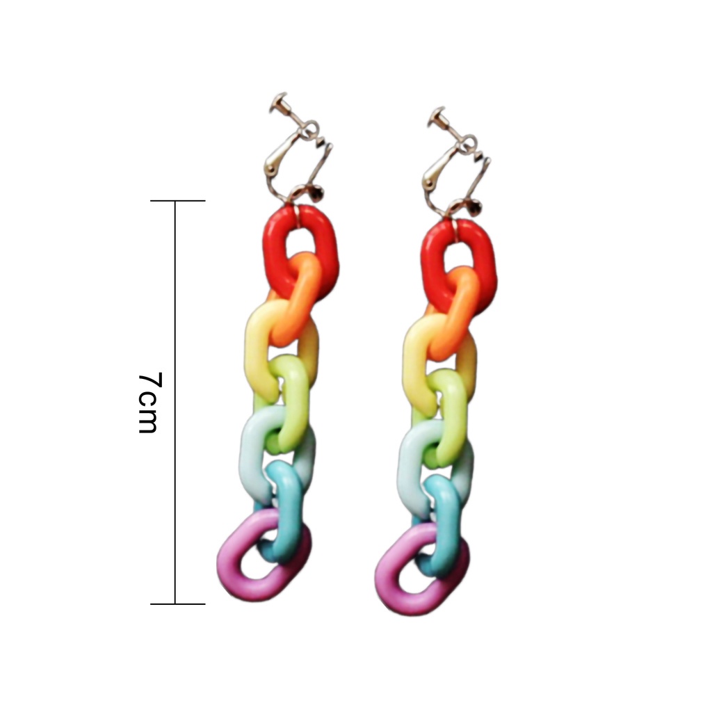 Khuyên Tai Dáng Dài Màu Sắc Cầu Vồng Thời Trang