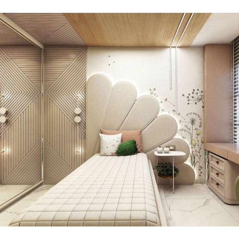 Ốp đầu giường hình cánh hoa tuyệt đẹp cho căn phòng sang trọng đẳng cấp