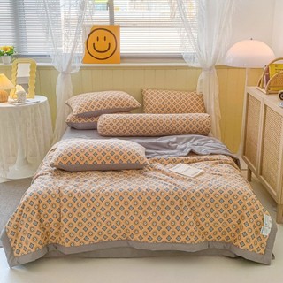 Bộ chăn ga gối đũi chăn hè mềm, mát, kèm vỏ gối ôm sẵn