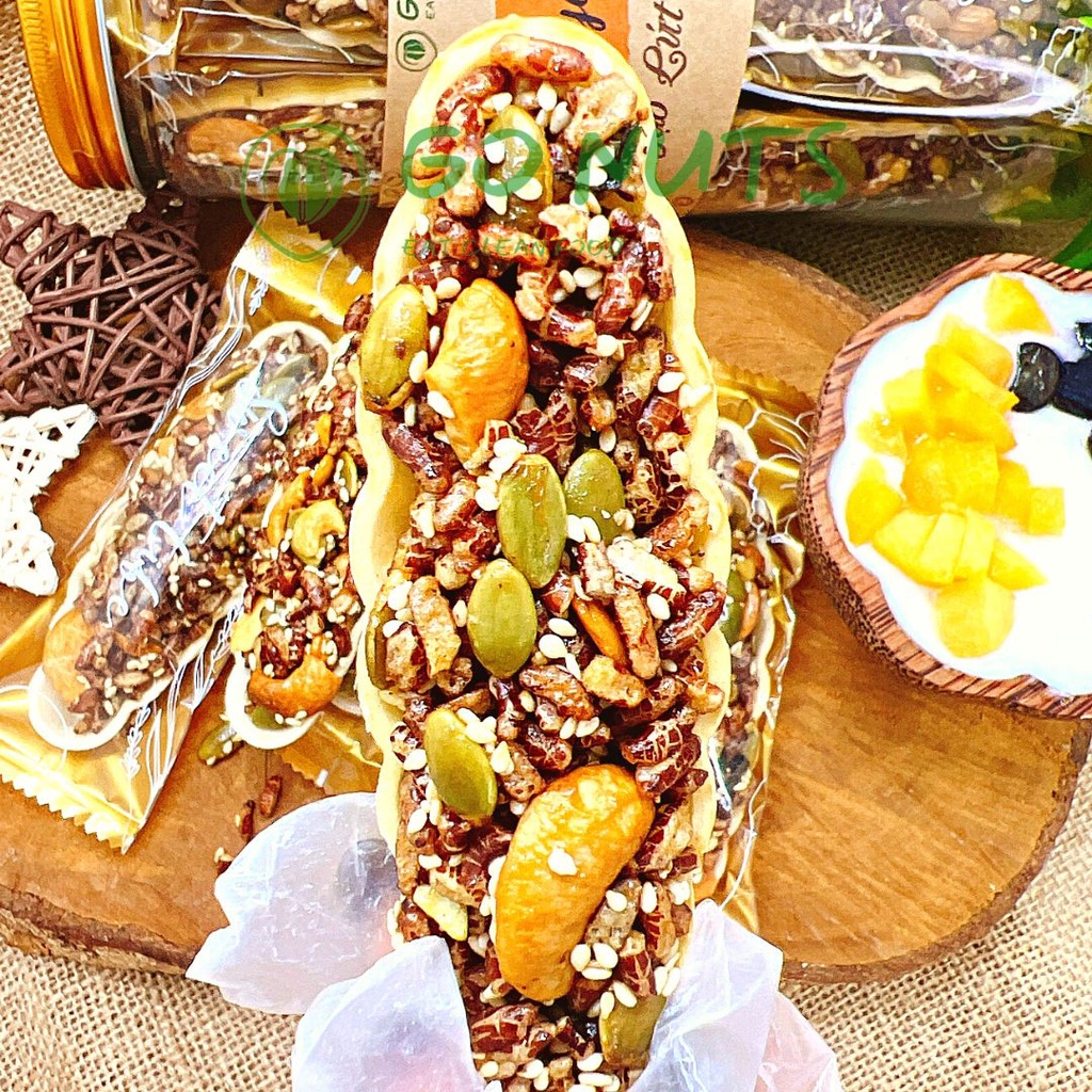 Bánh thuyền gạo lứt GO NUTS mix hạt ngũ cốc dinh dưỡng Bánh ăn kiêng hỗ trợ giảm cân không đường bánh healthy thuần chay