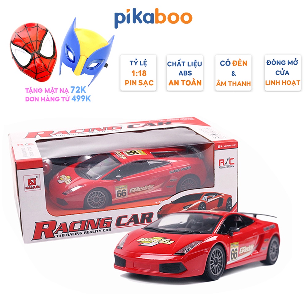 Đồ chơi ô tô điều khiển từ xa cao cấp Pikaboo kiểu dáng xe đua chạy bằng pin sạc tỉ lệ 1:18