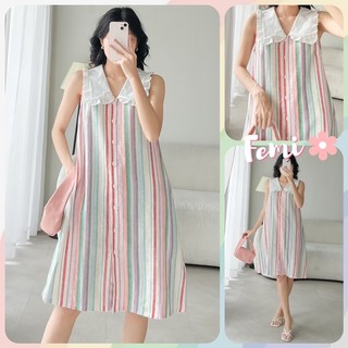 Đầm Linen Kẻ, đầm suông linen, váy suông, váy linen, váy kẻ xinh