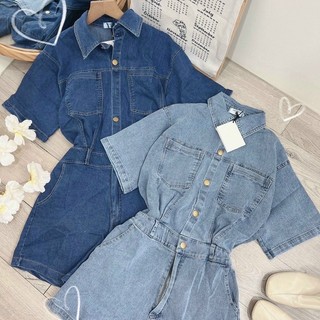 Jumpsuit Jean Co Giãn 2 Màu Hèo Studio (Ảnh Thật)