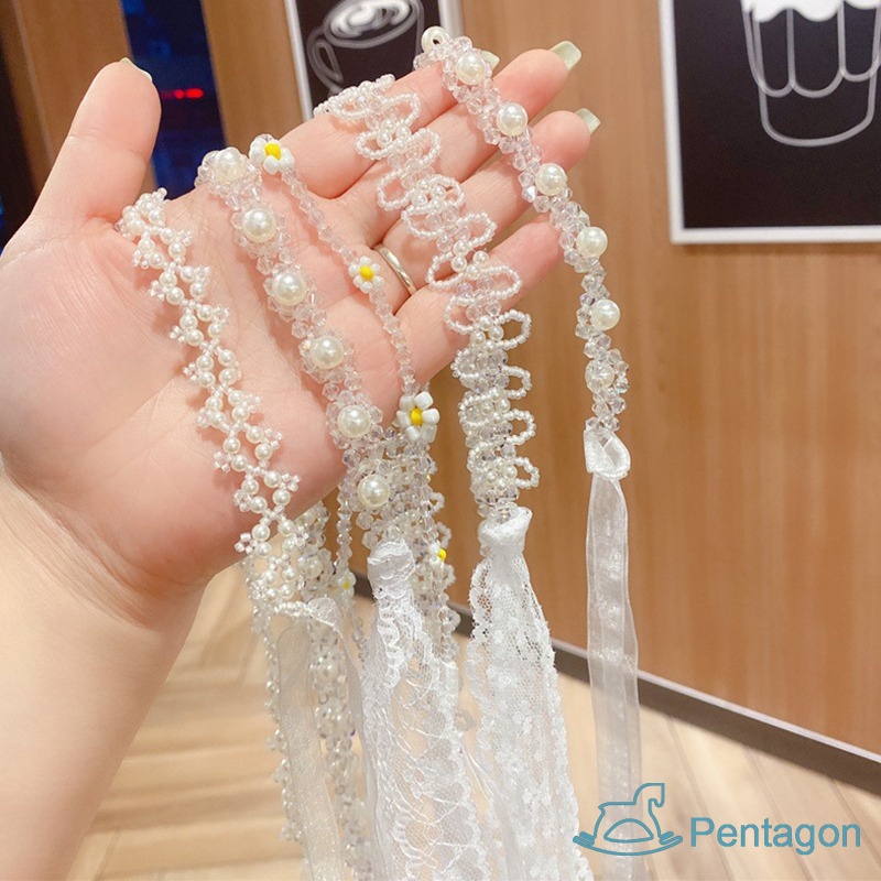 Dây Cột Tóc Thắt Nơ Phối Hạt Ngọc Trai Phong Cách Nhật Hàn Ngọt Ngào