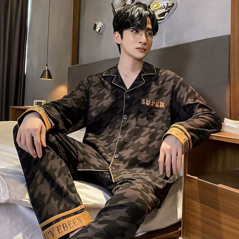Bộ Đồ Ngủ Pijama Dài Tay Thoải Mái Thoáng Khí Cho Nam
