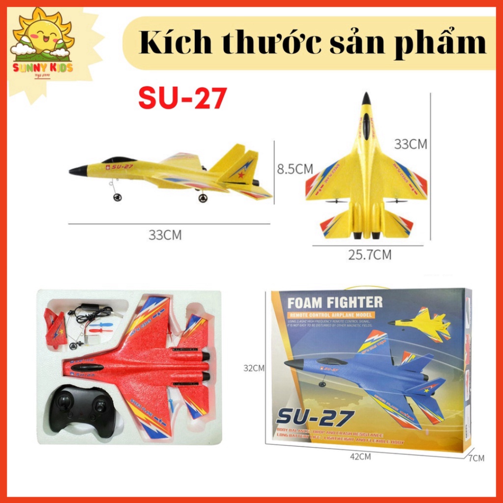 Máy bay điều khiển từ xa SU-27, vật liệu đồ chơi siêu bền chống va đập, tầm bay xa 100m, PIN sử dụng lâu - Lan Vy Kids