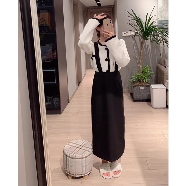 【ẢNH THẬT】Set áo dạ mỏng và váy dệt kim lụa sáng màu, niche chất lượng cao, top mùa thu đẹp được ưa chuộng năm nay