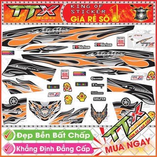Tem xe sirius đen cam - tem sirius lửa cam siêu đẹp - mẫu team sirius cam đen