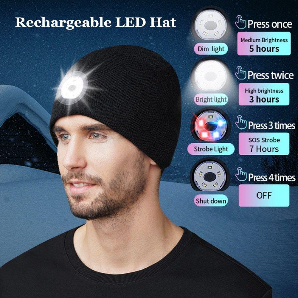 PATH Mũ Dệt Kim Giữ Ấm Tích Hợp Đèn LED Sạc Cổng USB Dùng Câu Cá Vào Mùa Thu Đông
