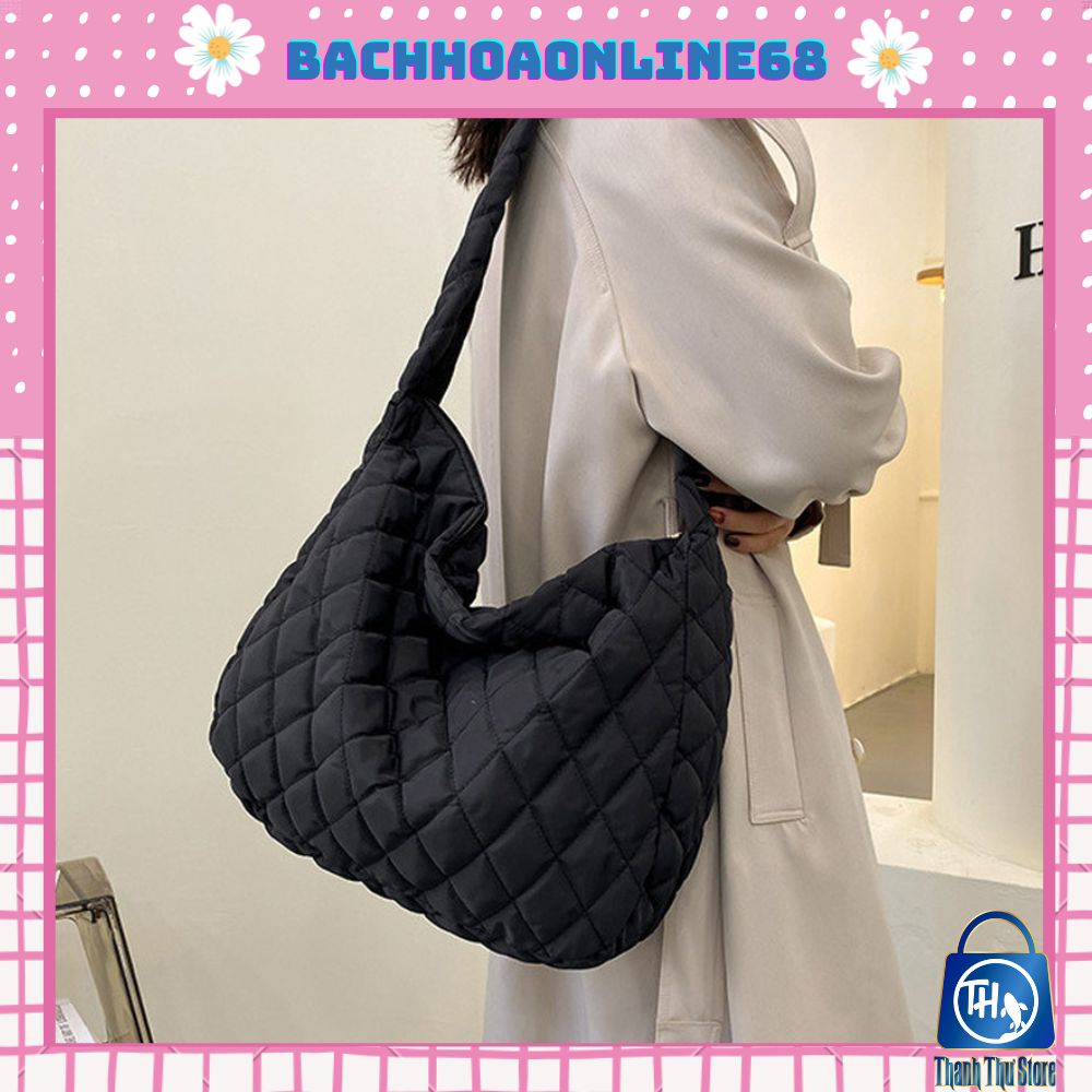 Túi xách đeo vai cỡ lớn bằng cotton họa tiết kẻ sọc nhiều màu thời trang mùa đông cho nữ Bachhoaonline68 640