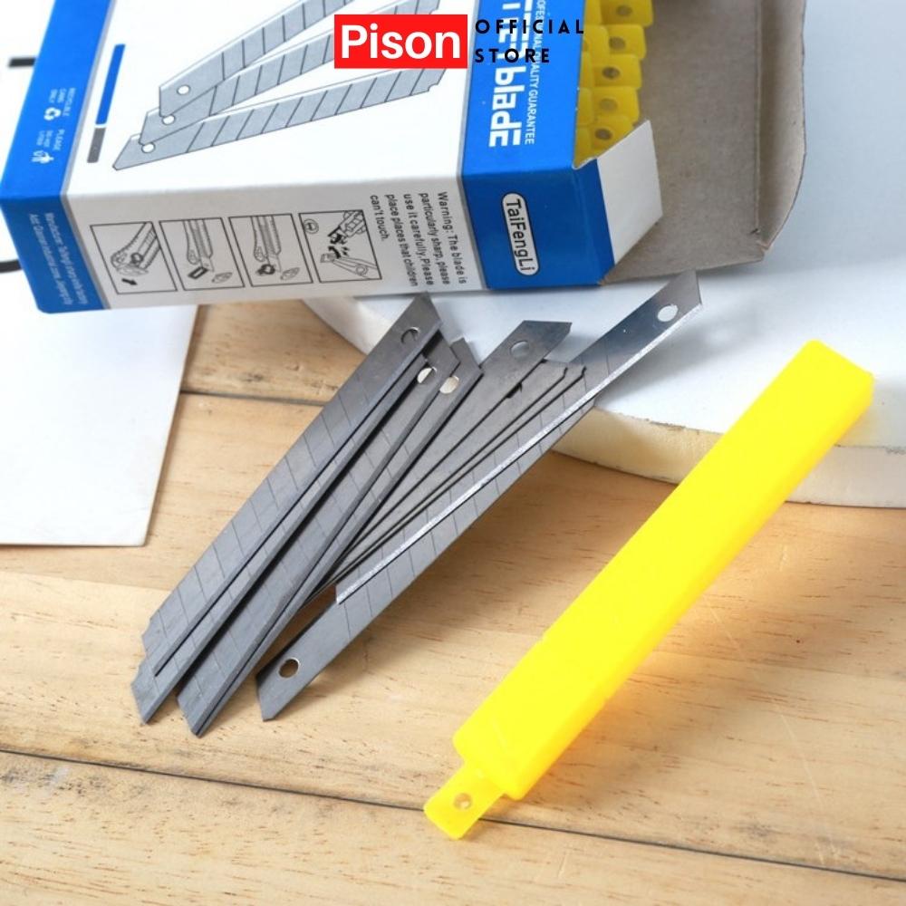 Hộp 10 lưỡi dao thay thế loại nhỏ bản 1cm Pison kích thước 7.9*0.9cm - 1 hộp