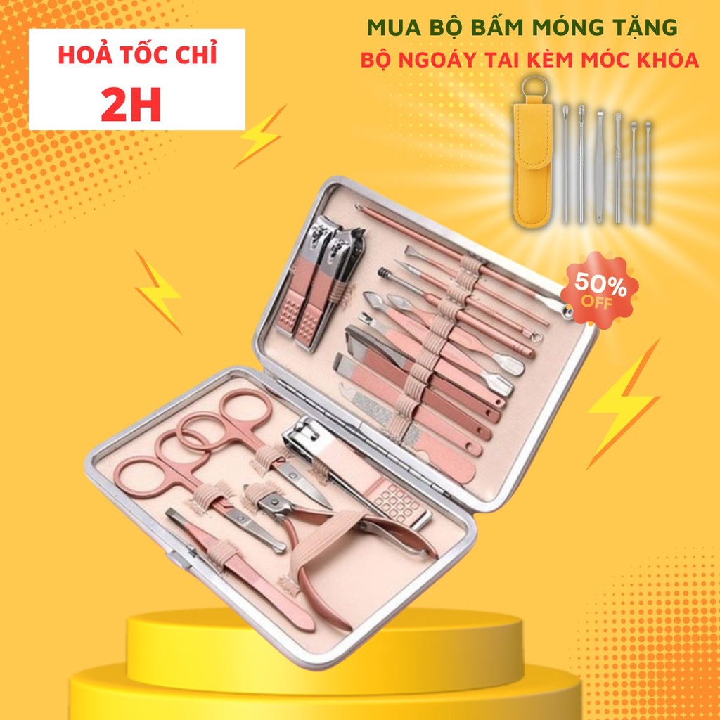 Bộ Dụng Cụ Bấm Móng Tay 18 món - Bộ Cắt, Bấm Dũa Móng Tay - Sét Dụng Cụ Làm Móng 3DM 18 Chi Tiết Nail Care Cao Cấp