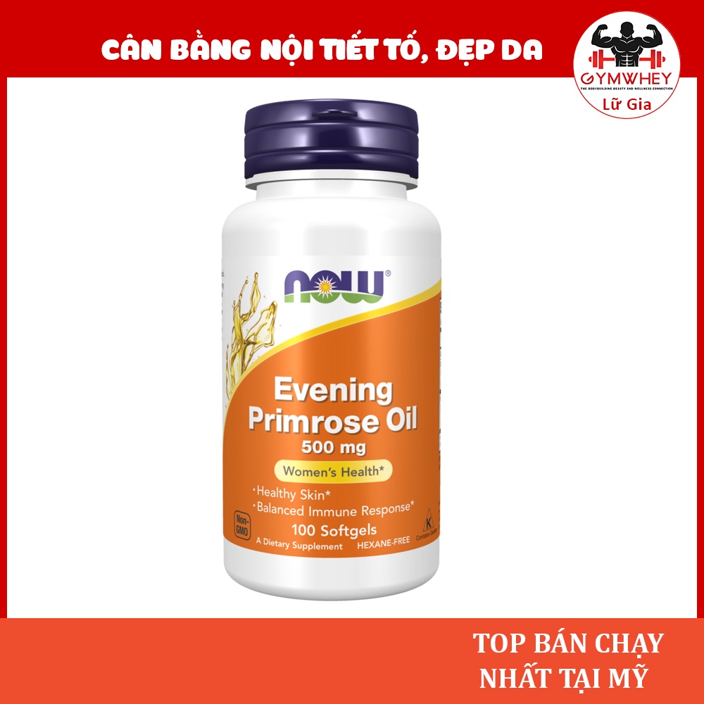 Now Evening Primrose Oil, Tinh Dầu Hoa Anh Thảo Cân Bằng Nội Tiết Tố Nữ, Đẹp Da 500MG