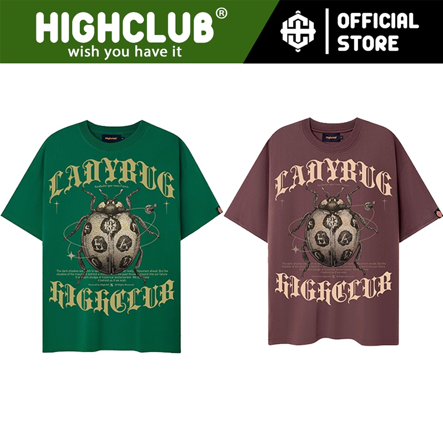 Áo Thun LADYBUG Tay Lỡ Unisex Nam/Nữ màu Nâu/Xanh Lá Cổ Tròn - HIGHCLUB Brand Chính Hãng