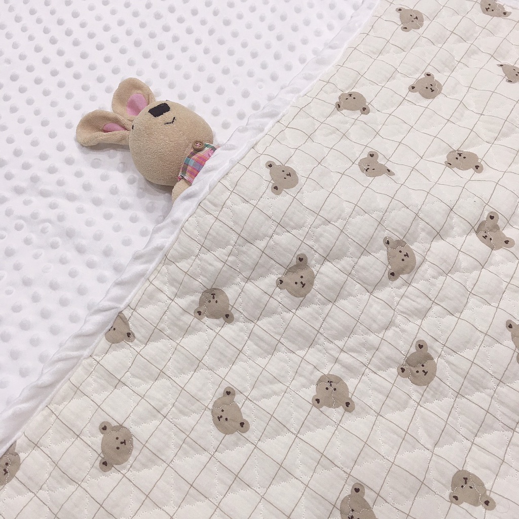 Chăn trần bông xô muslin lót nỉ nhung mềm mịn cao cấp 100x140cm